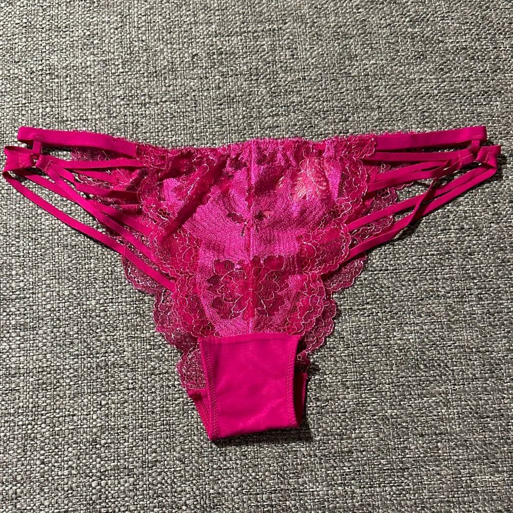Victoria’s Secret Dark Fuchsia Lace Strappy Cheekini Panty